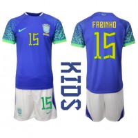 Dječji Nogometni Dres Brazil Fabinho #15 Gostujuci SP 2022 Kratak Rukav (+ Kratke hlače)